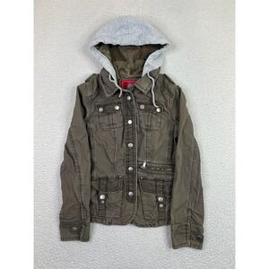 EDC by Esprit Jacket Womens Medium Olive Green Military Field Removable Hood